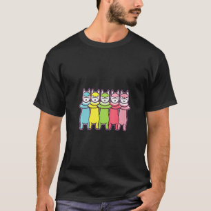 T-shirt Femme Danse Techno Chat Arc-en-Ciel Drôle Rave V-N