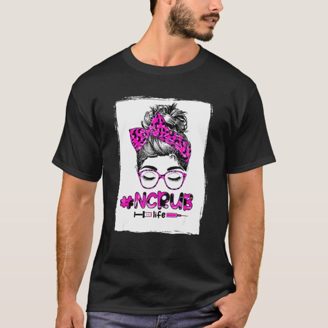 T-shirt Femme de cheveux Messy Bun Stethoscope Scrub Vie L (Devant)