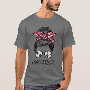 T-shirt Femme de football Vie Messy Bun Lunettes de soleil