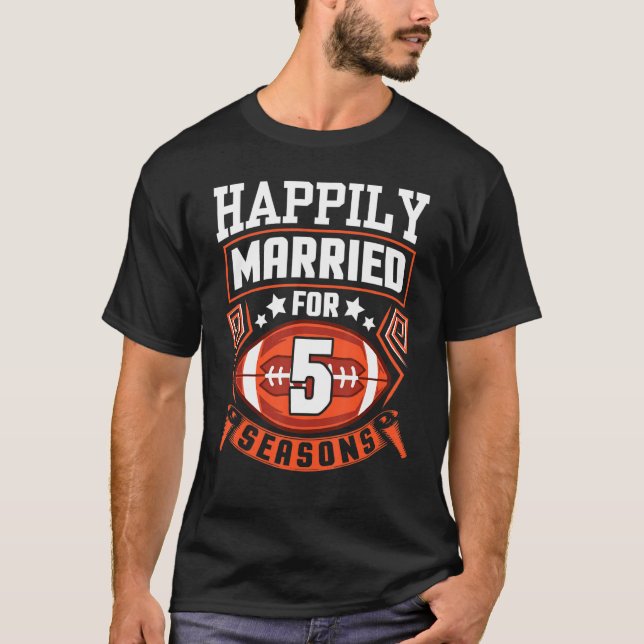 T-shirt Femme De Mari Heureusement Mariée Pendant 5 Ans Fo (Devant)