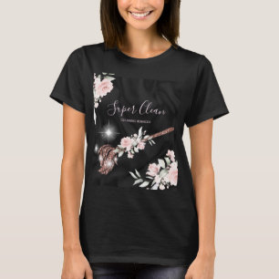 T-shirt Femme de ménage nettoyant la maison rose floral do
