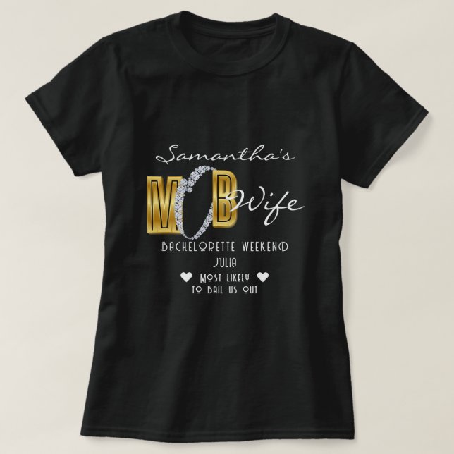 T-shirt Femme de Mob & Cocktails Soirée de Bachelorette Ba (Design devant)