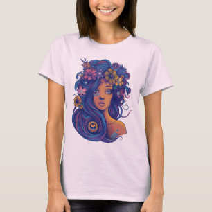 T-shirt Femme d'Imaginaire Boho avec cheveux floraux