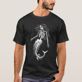 T-shirt Femme Drôle Halloween Sirène Skeleton Cool cadeau