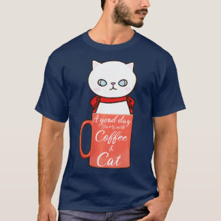 T-shirt Femme Drôle Orange Café Mug Amoureux des chats Nai