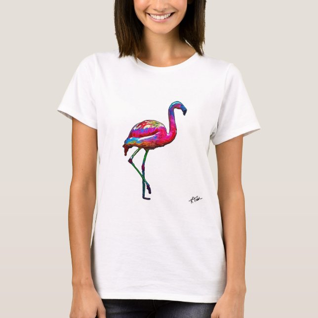 T-shirt femme d'un flamant abstrait (Devant)