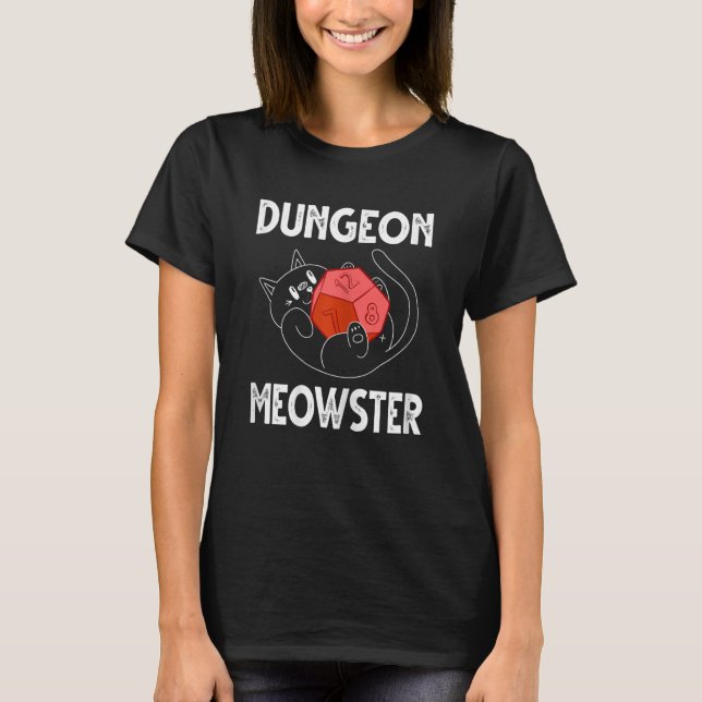 T-shirt Femme Dungeon Meowster Gamer Geek Chat Introvert (Devant)