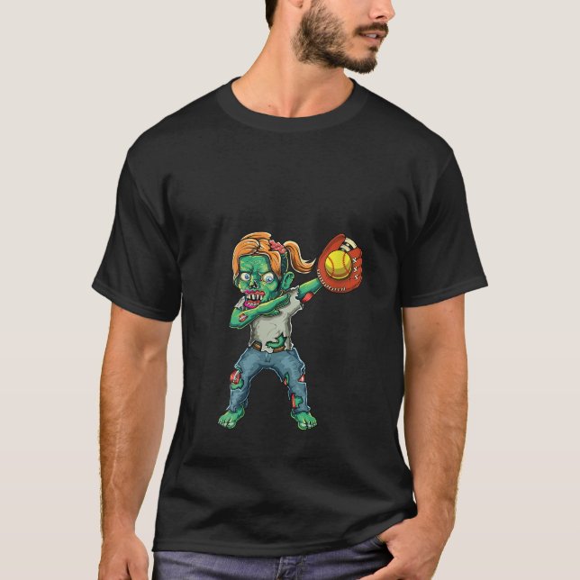 T-shirt Femme Éffrayant Femme Zombie Softball Team Girls H (Devant)