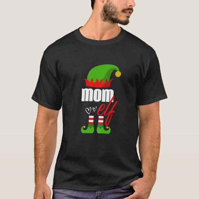 T-shirt Femme Elf Maman Noël Elf Costume de famille pour M (Devant)