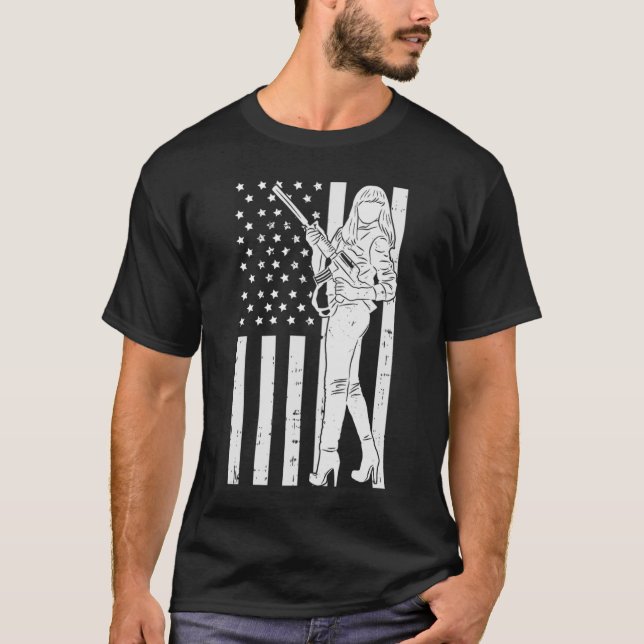T-shirt Femme en détresse American Flag Guns Pro Gun Owne (Devant)
