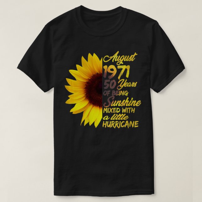 T-shirt Femme ensoleillée 50e anniversaire Cadeau 19 août (Design devant)