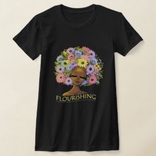 T-shirt Femme et fleurs afro-américaines