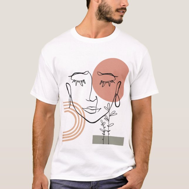 T-shirt Femme face à une ligne de dessin. modèle contempor (Devant)