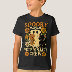 T-shirt Femme Fantôme Effrayant Tenant un Chat Noir Chien