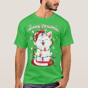 T-shirt Femme Filles Chat Noël Lumières chaton Portrait S