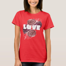T-shirt femme fleur d'amour couleur rouge profond