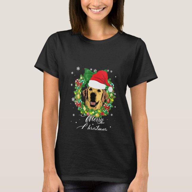 T-shirt Femme Funky Golden Retriever Chien neige Noël H (Devant)