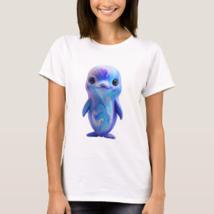 T-shirt Femme Galaxie Dauphin Marbré Tourbillon Cosmique