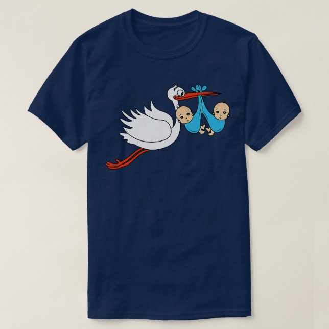 T-shirt Femme Grossesse Funny Stork Twins Garçons Bébé (Design devant)