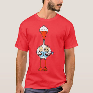 T-shirt Femme Grossesse Funny Stork Twins Garçons Bébé T-S