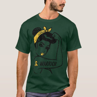 T-shirt Femme Guerrier incassable Enfance Cancer Ruban
