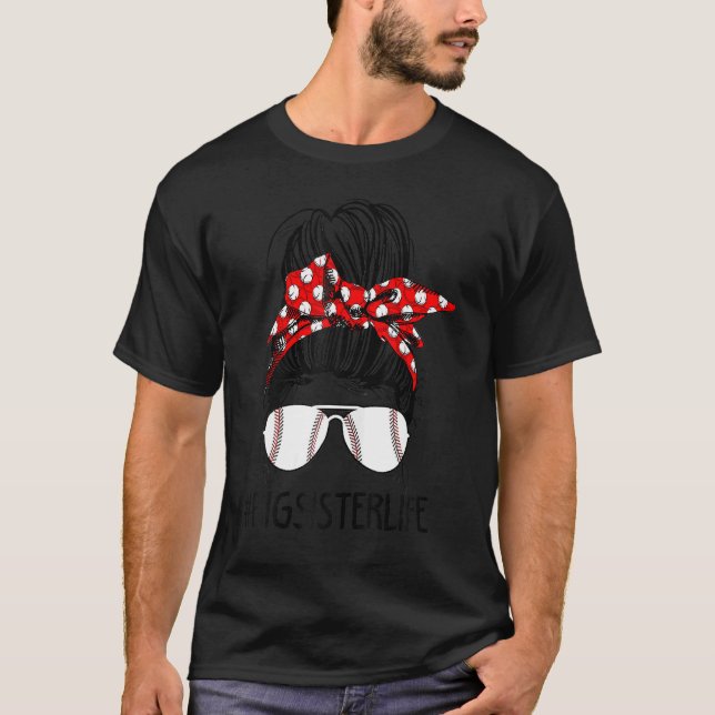 T-shirt Femme Hair Bun Big Sister Life Softball (Devant)