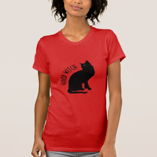 T-shirt femme Halloween Chat noir Bonne sorcière