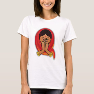 T-shirt Femme hindoue avec tête en Namaste Salutation
