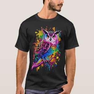 T-shirt Femme homme hibou aquarelle colorée chouette amie