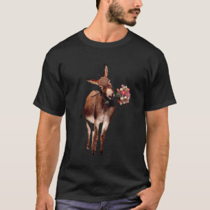 T-shirt Femme Hommes Joyeux ânes Avec Fleur