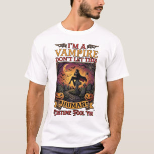 T-shirt Femme humaine vampire Halloween Cimetière Citrouil