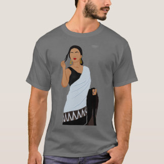 T-shirt Femme indienne sans visage dans noir saree et sans