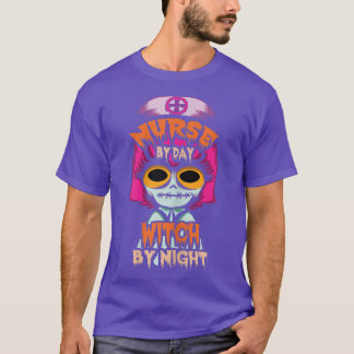 T-shirt Femme Infirmière par jour sorcière par nuit Drôle