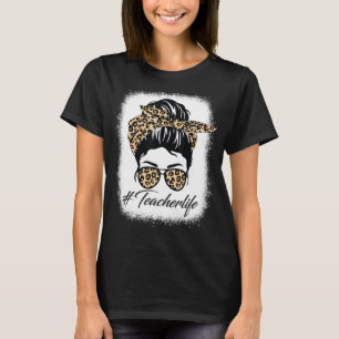 T-shirt Femme Infirmière Vie Léopard Chignon Méssé Lunette