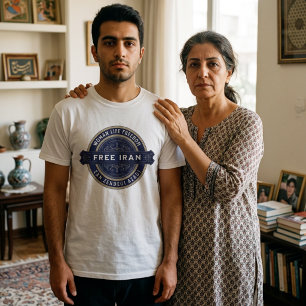 T-shirt Femme Iran libre Mahsa Amini Badge Navy