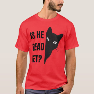 T-shirt Femme isHeVintageDeadYet chat col V garçon