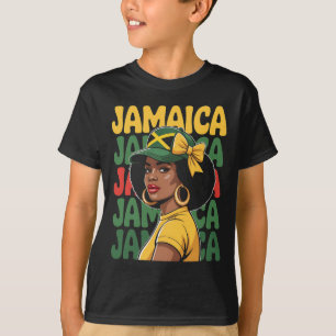 T-shirt Femme Jamaïcaine Fille Drapeau Jamaïcain Vacances 