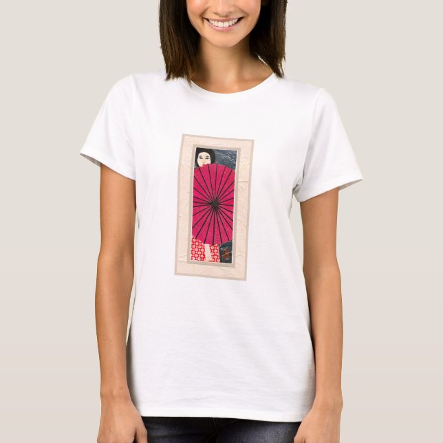 T-shirt Femme japonaise avec parasol (Devant)