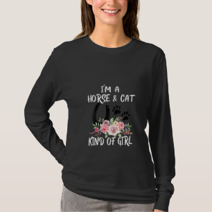 T-shirt Femme Je Suis Cheval & Chat Genre De Fille Horsesh