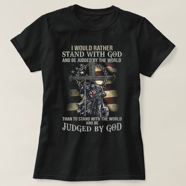 T-shirt Femme Jésus Croix Chevalier Templier Stand Avec Di (Design devant)