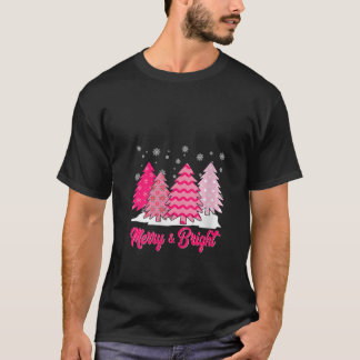 T-shirt Femme Joyeux Et Rose Clair Arbre De Noël Costumes