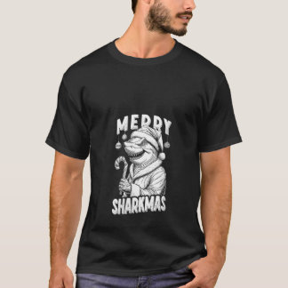 T-shirt Femme Joyeux Sharkmas Drôle Requin Père Noël Cande