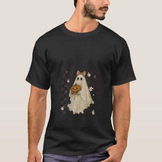 T-shirt Femme Juste à Attendre pour Halloween Fantôme Grap