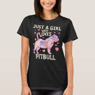 T-shirt Femme Juste Une Fille Qui Aime Pitbull Dog Flower