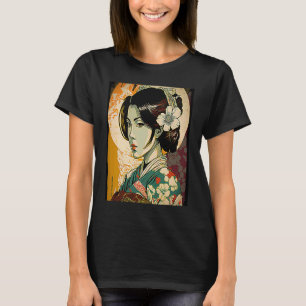 T-shirt Femme Kimono Retro Geisha Vintage Japonais Samura