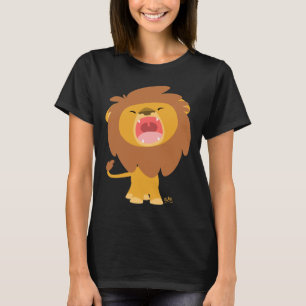 T-shirt femme Lion caricaturant mignon et puissant