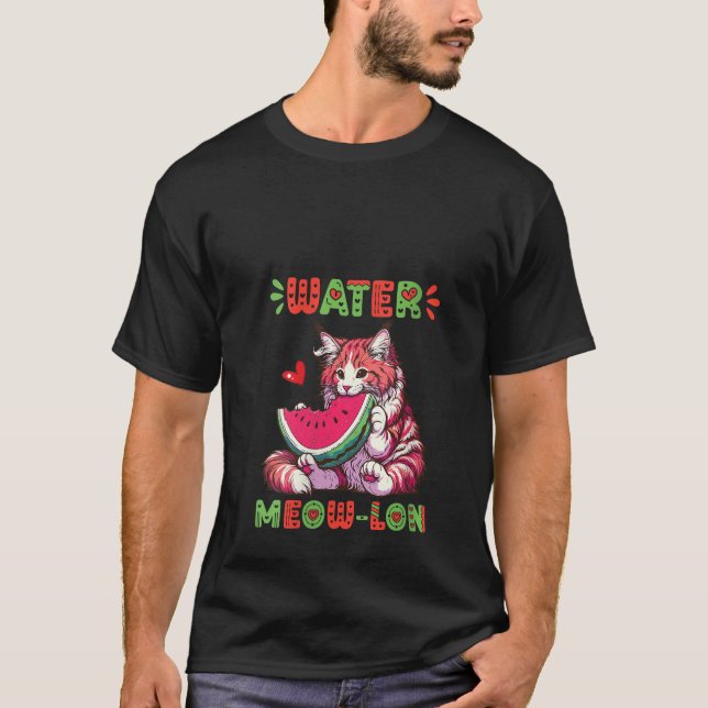 T-shirt Femme Maine Chat de Coon Manger Watermelon Vib été (Devant)