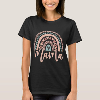 T-shirt Femme Mama Boho Arc-en-ciel Leopard mignon