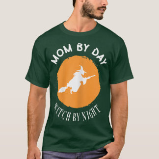 T-shirt Femme Maman De Jour Sorcière De Nuit Halloween Tri