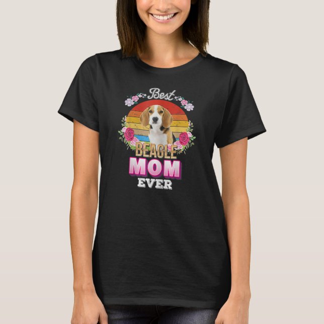 T-shirt Femme Meilleur Chien Maman Jamais Beagle Floral Re (Devant)